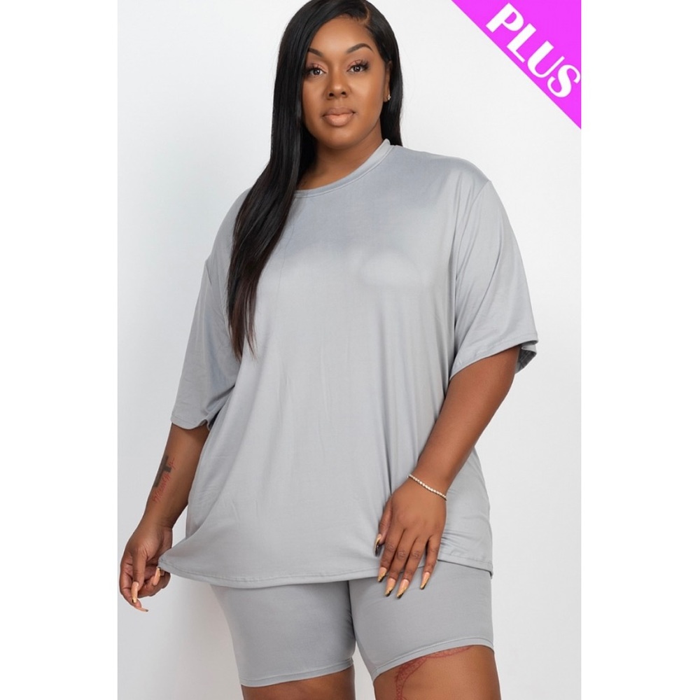 PLUS OVERSIZED SHIRT SHORT SET!